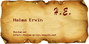 Halma Ervin névjegykártya